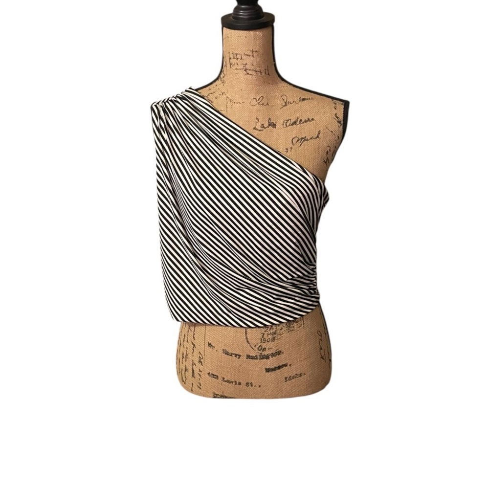 H&M Black and White Striped Bikini Top